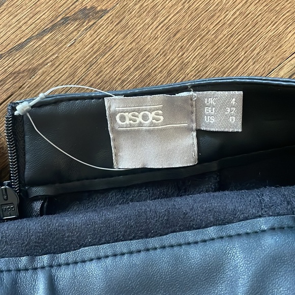 ASOS Vegan Leather Pencil Midi Skirt Mesh Sides - Picture 2 of 6